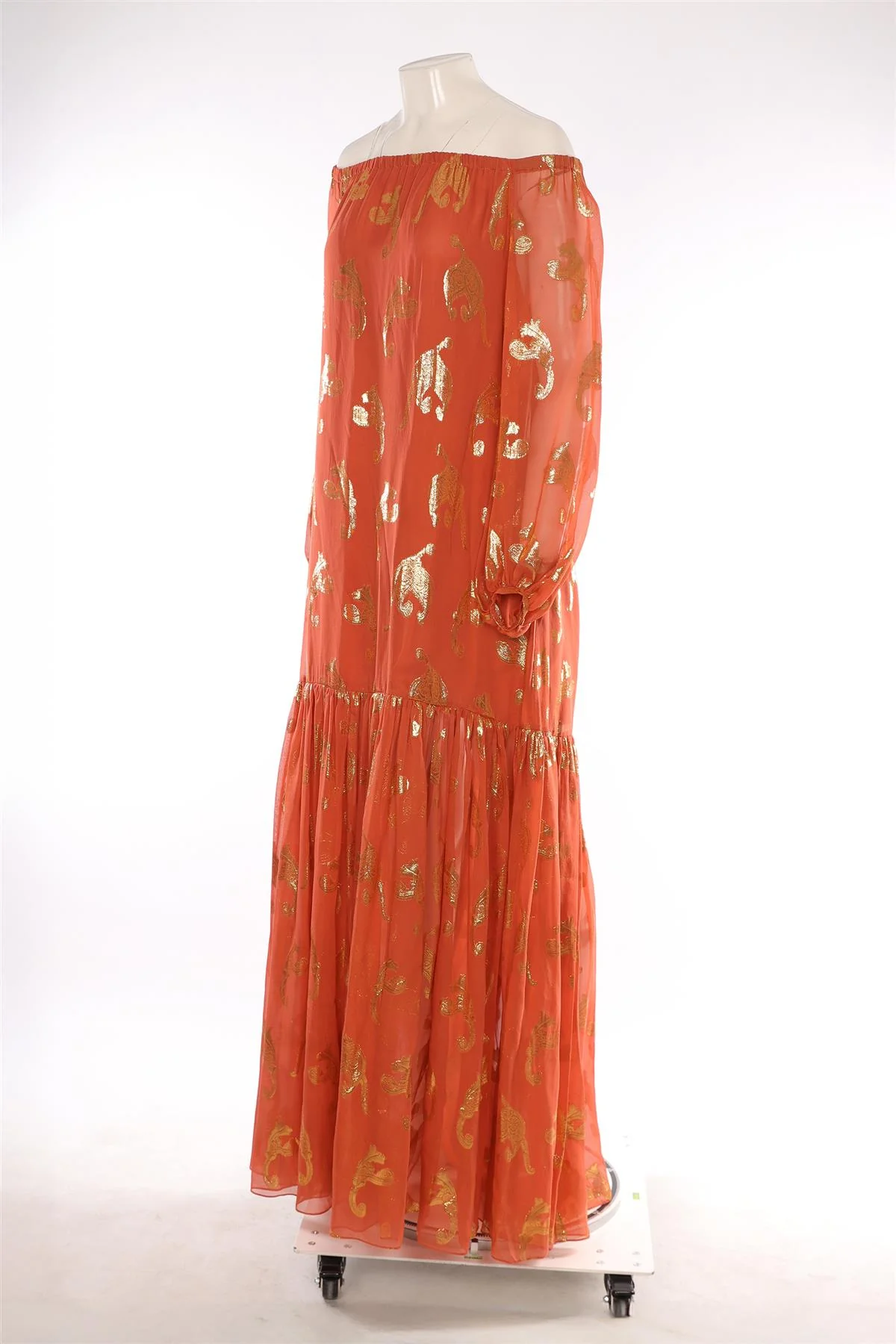 RACHEL ZOE ORANGE SILK MAXI DRESS US 4 UK 8 - Image 2