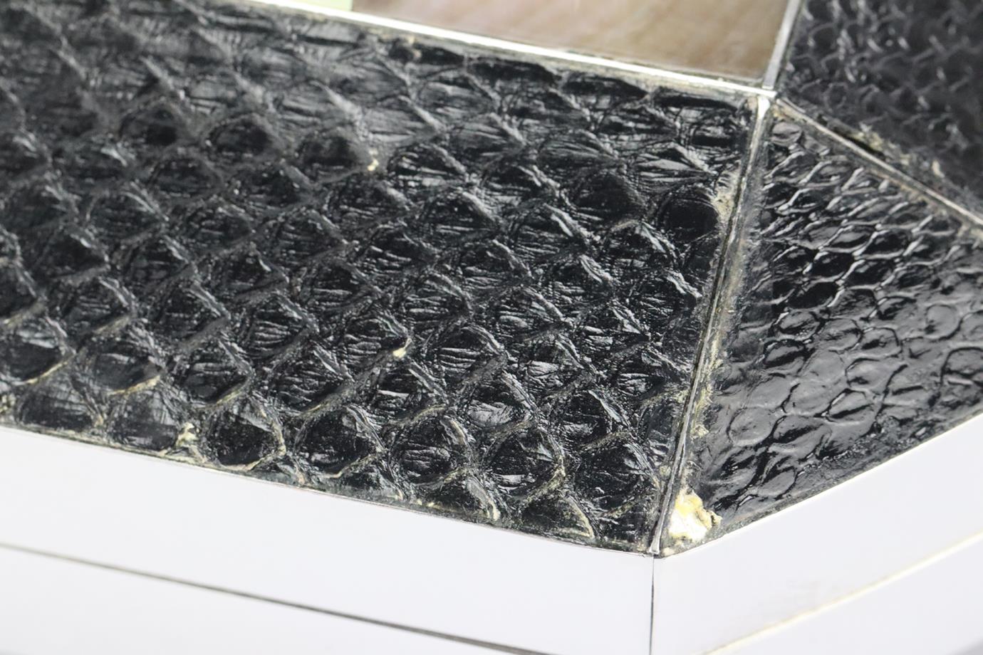 RAFÉ MOTHER OF PEARL AND SNAKE EFFECT LEATHER SILVER TONE CLUTCH - Image 8