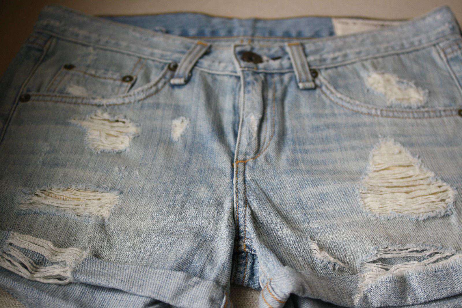 RAG AND BONE BOYFRIEND CLIFFS REBEL DENIM CUTOFF SHORTS W24 UK 6 - Image 7
