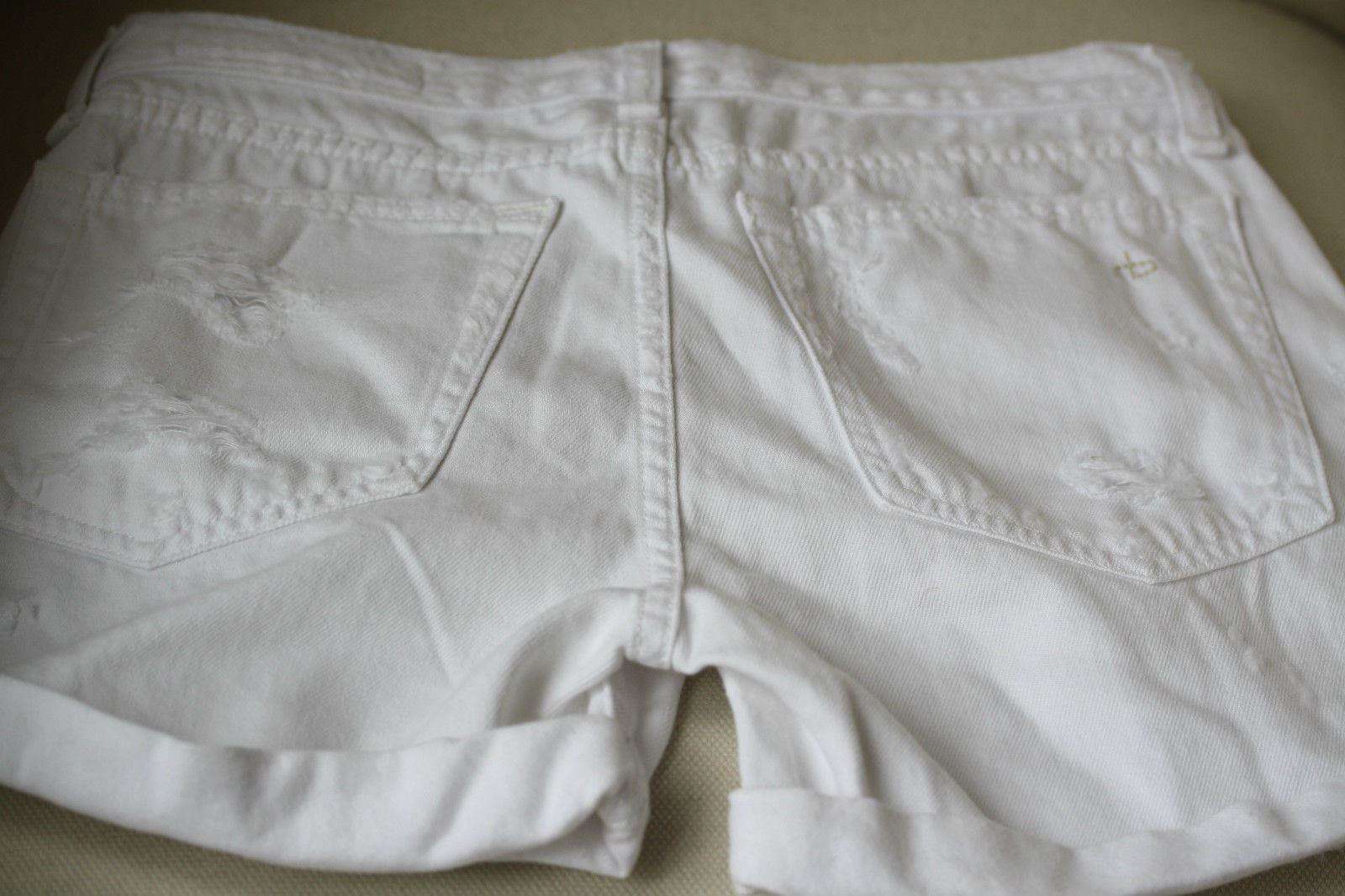 RAG AND BONE BOYFRIEND WHITE DENIM CUTOFF SHORTS W24 UK 6 - Image 4