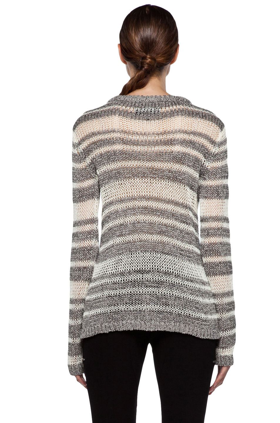 RAG AND BONE CATERINA GREY CREAM STRIPED SWEATER XS - Image 12