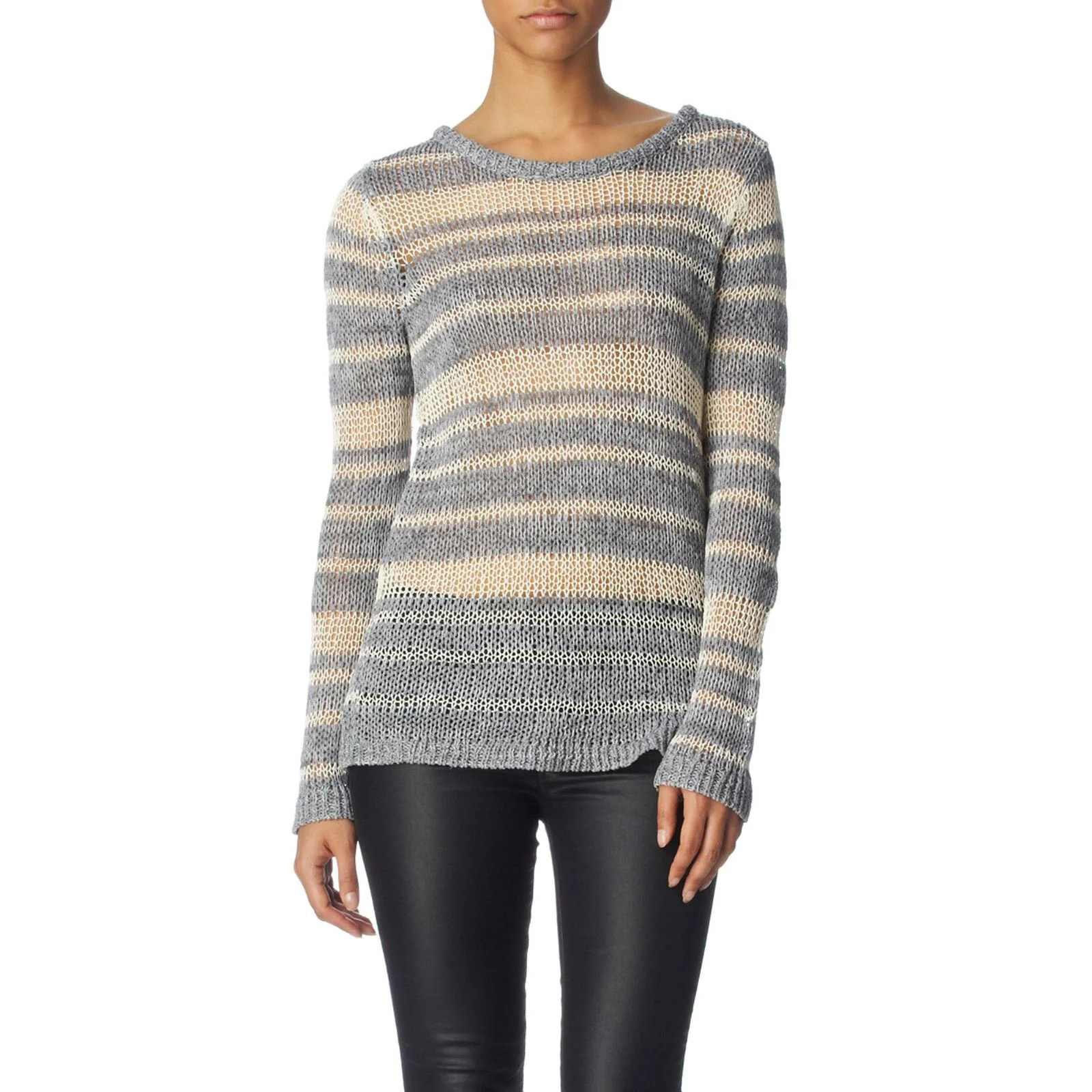 RAG AND BONE CATERINA GREY CREAM STRIPED SWEATER XS - Image 6