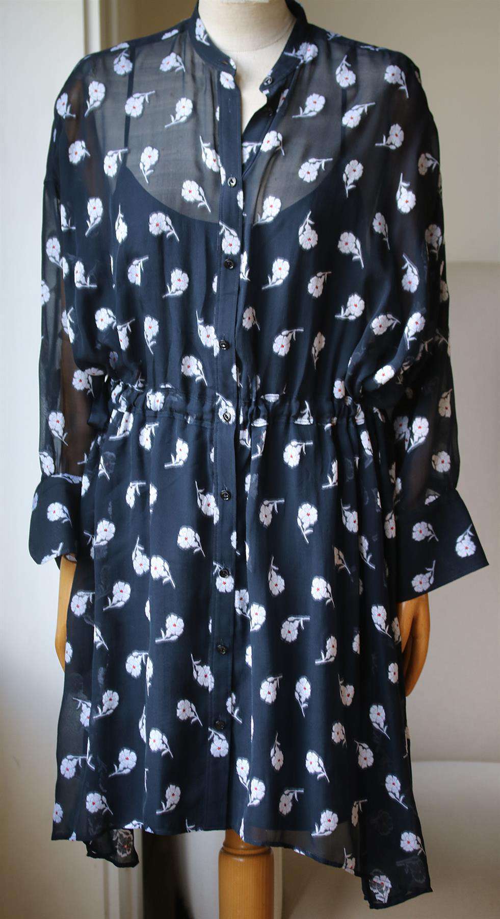 RAG AND BONE ELODIE FIL COUPÉ SILK BLEND DRESS LARGE - Image 2