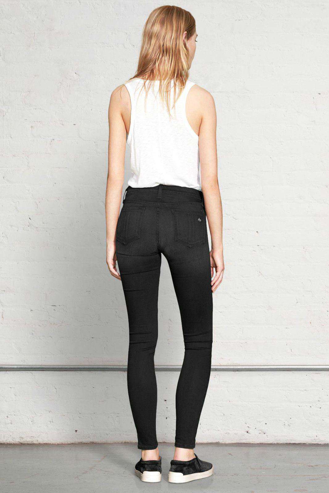 RAG AND BONE HIGH RISE WASHED BLACK LEGGING JEANS W25 UK 6/8 - Image 9
