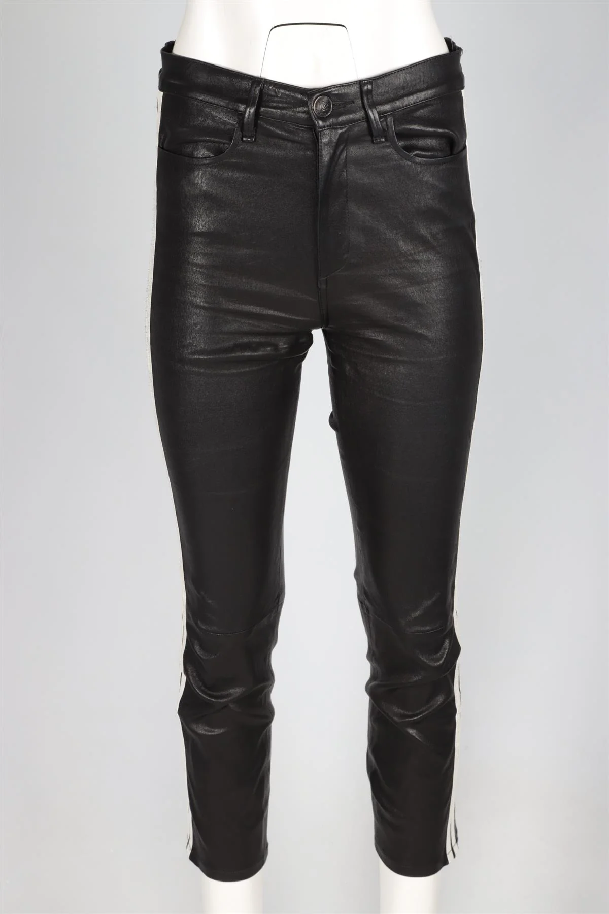 RAG & BONE BLACK LEATHER SKINNY PANTS W27 UK 8-10 - Image 2