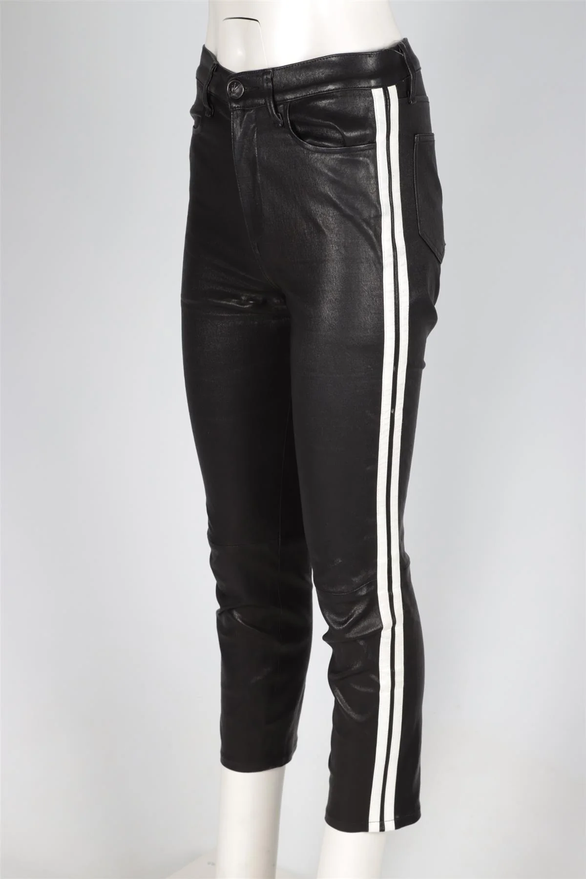 RAG & BONE BLACK LEATHER SKINNY PANTS W27 UK 8-10 - Image 3