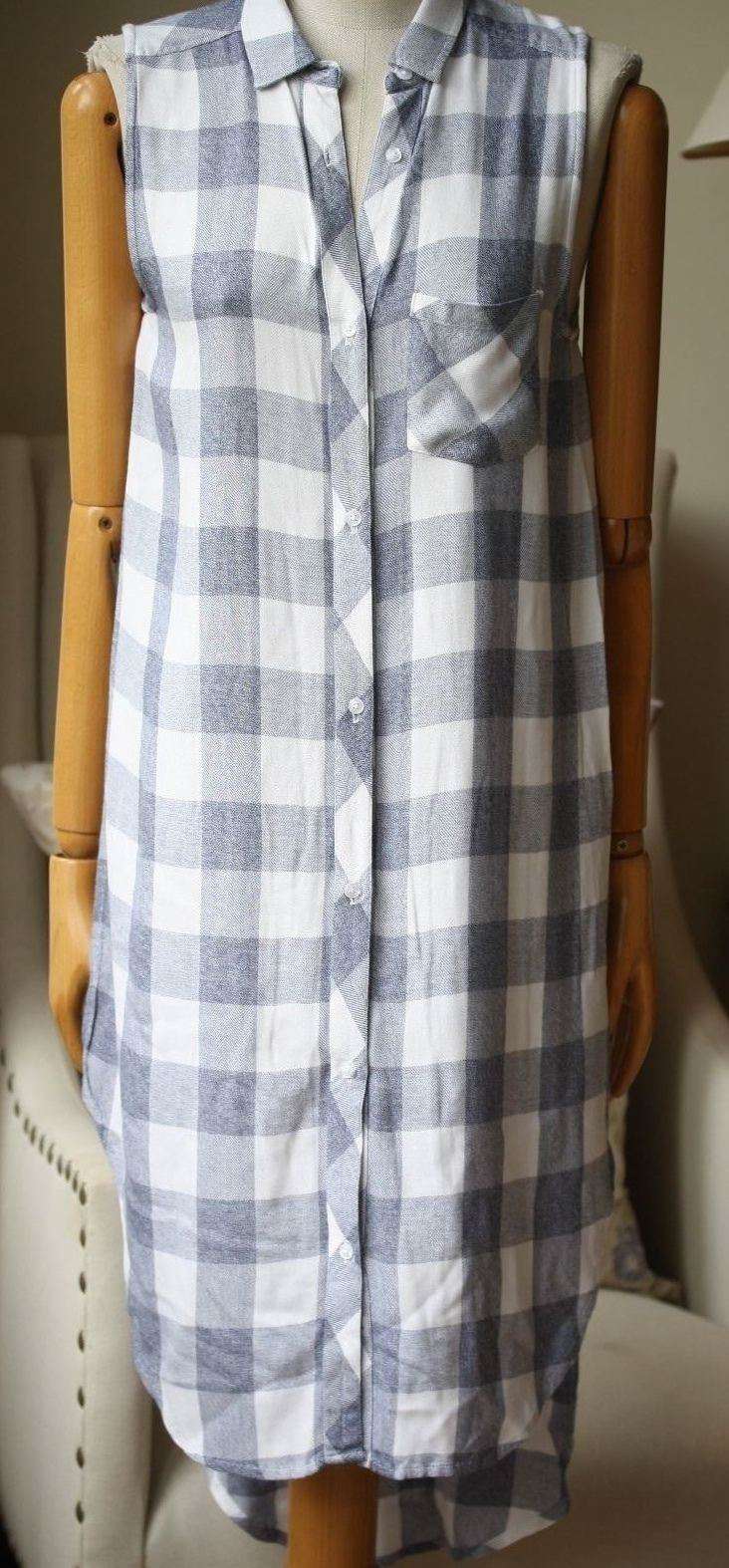 RAILS JORDYN PLAID SLEEVELESS HIGH-LOW RIVER WHITE SHIRT TUNIC DRESS SMALL - Image 10