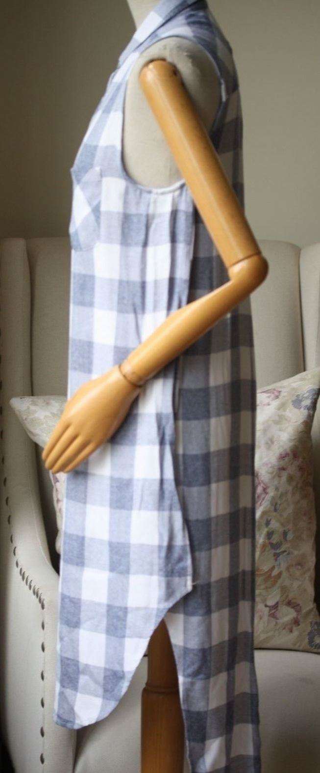 RAILS JORDYN PLAID SLEEVELESS HIGH-LOW RIVER WHITE SHIRT TUNIC DRESS SMALL - Image 11