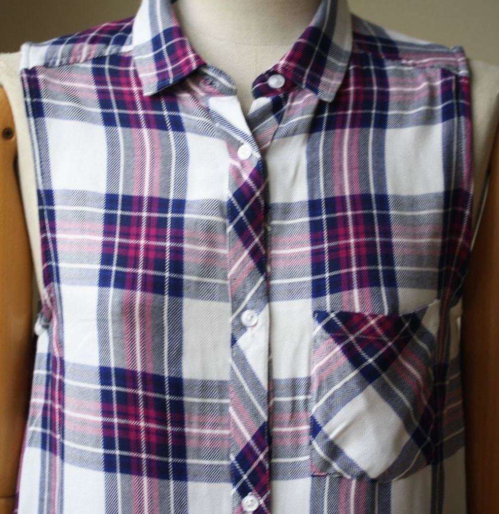 RAILS JORDYN PLAID SLEEVELESS HIGH-LOW SHIRT TUNIC DRESS MEDIUM - Image 2