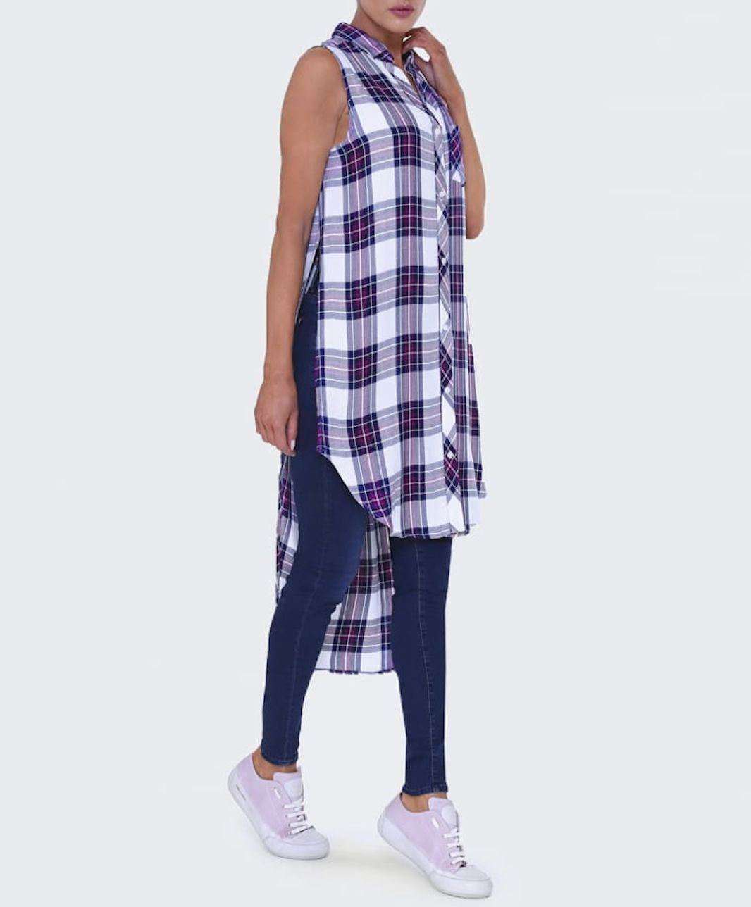 RAILS JORDYN PLAID SLEEVELESS HIGH-LOW SHIRT TUNIC DRESS MEDIUM - Image 5