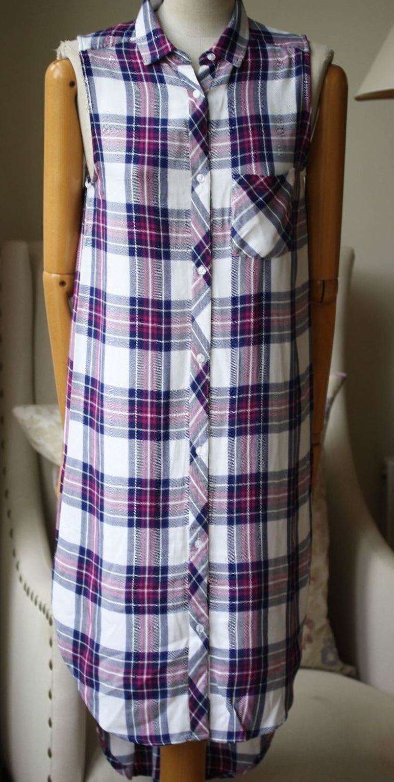 RAILS JORDYN PLAID SLEEVELESS HIGH-LOW SHIRT TUNIC DRESS MEDIUM - Image 7