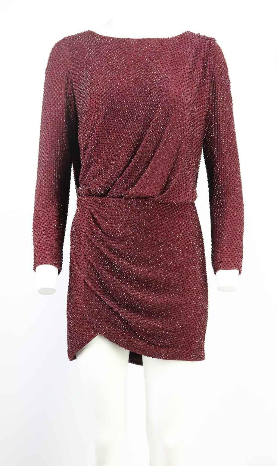 RALPH AND RUSSO ONE SHOULDER EMBELLISHED SILK MINI DRESS LARGE - Image 2