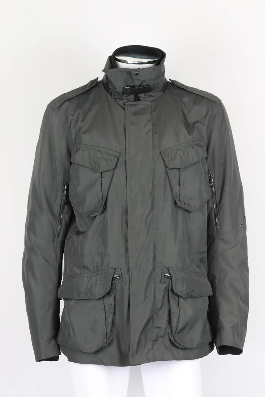 RALPH LAUREN BLACK LABEL MEN'S LEATHER TRIMMED SHELL UTILITY JACKET LARGE - Image 2