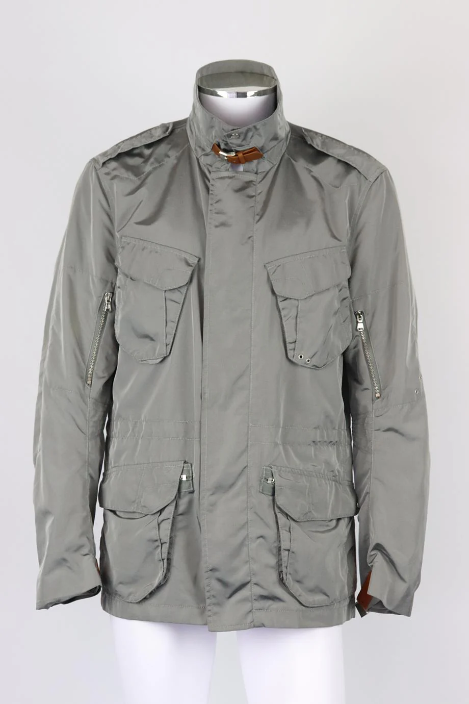 RALPH LAUREN BLACK LABEL MEN'S LEATHER TRIMMED SHELL UTILITY JACKET LARGE - Image 2
