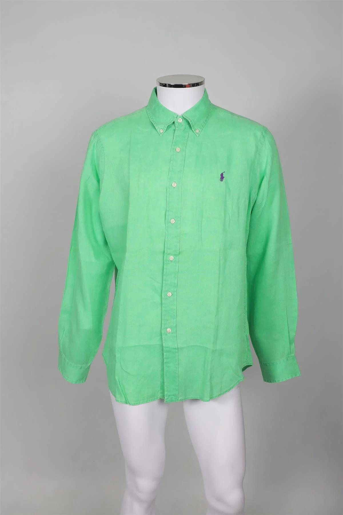 RALPH LAUREN GREEN MEN'S LINEN SHIRT LARGE - Image 6