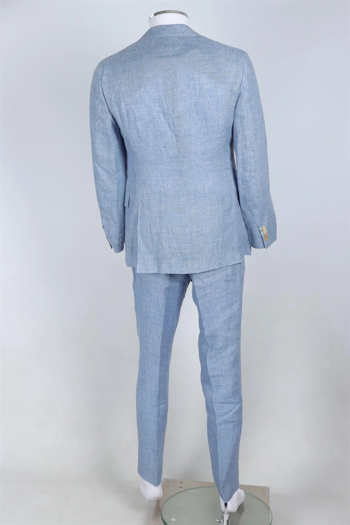RALPH LAUREN PURPLE LABEL BLUE MEN'S LINEN TWO PIECE SUIT SMALL - Image 4