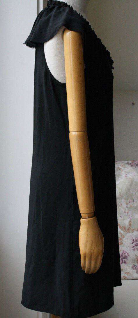 RAQUEL ALLEGRA BLACK SILK RUFFLE DRESS SIZE 1 UK 8/10 - Image 8