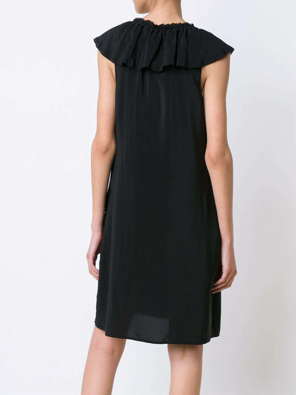 RAQUEL ALLEGRA BLACK SILK RUFFLE DRESS SIZE 1 UK 8/10 - Image 9