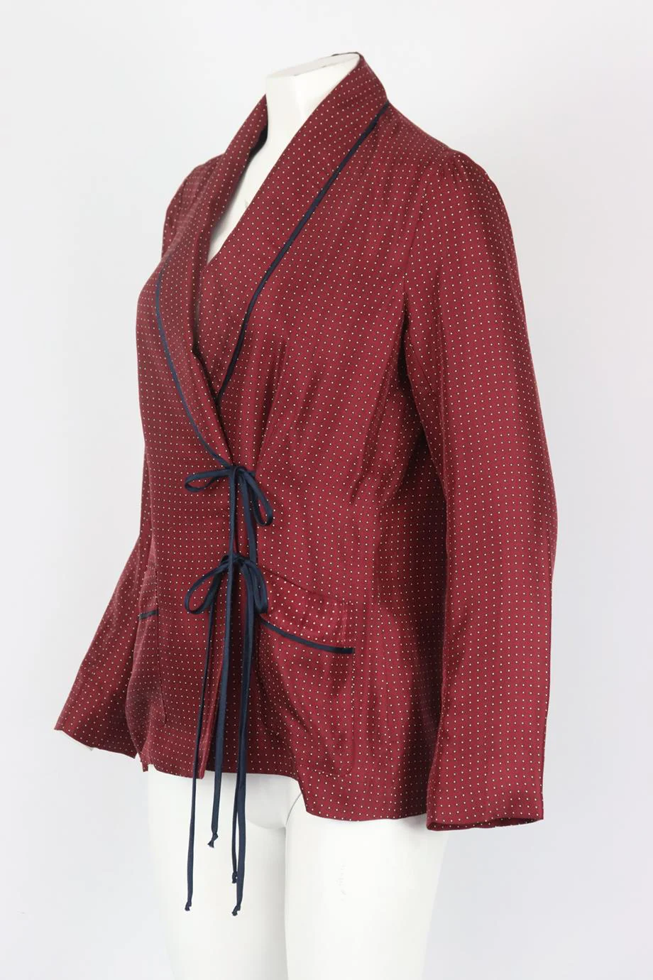 RAQUEL ALLEGRA POLKA DOT SILK JACKET UK 8 - Image 3