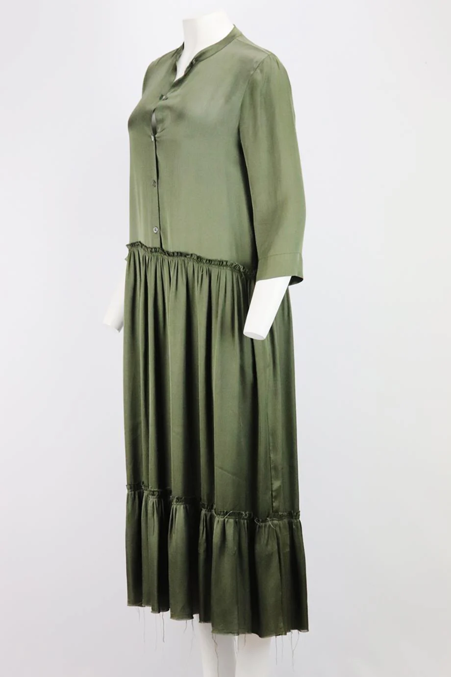 RAQUEL ALLEGRA TIERED SATIN MAXI DRESS UK 12 - Image 3