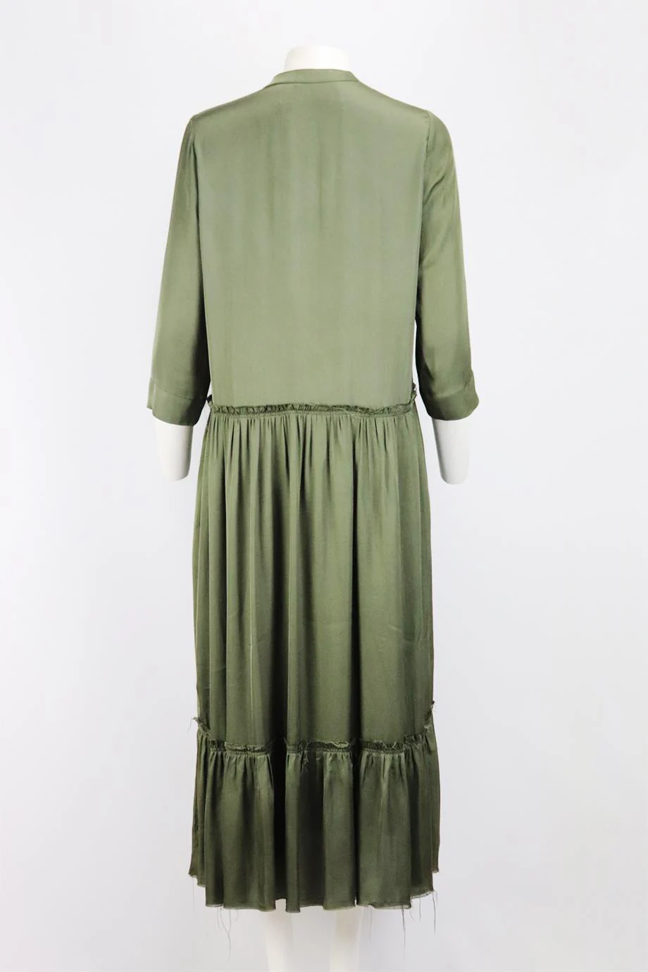 RAQUEL ALLEGRA TIERED SATIN MAXI DRESS UK 12 - Image 4