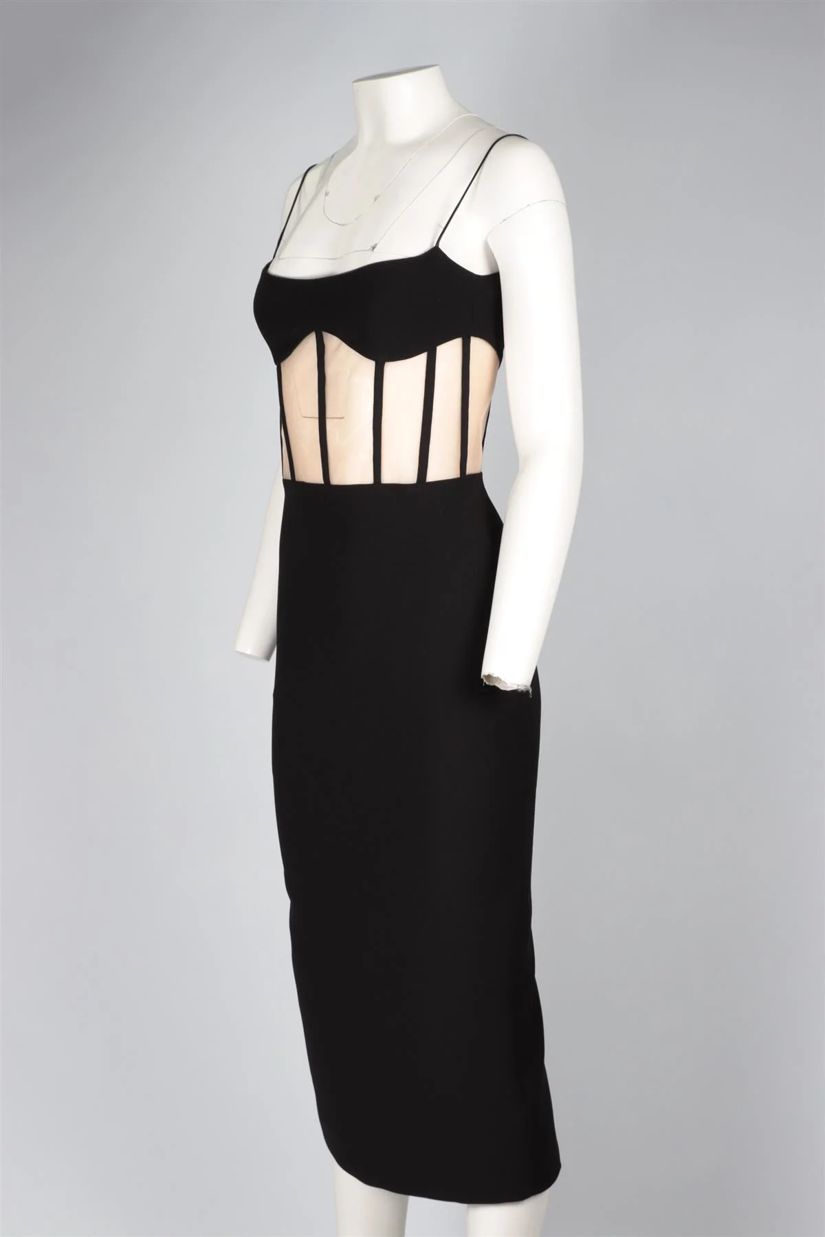 RASARIO BLACK CADY MIDI DRESS FR 36 UK 8 - Image 3