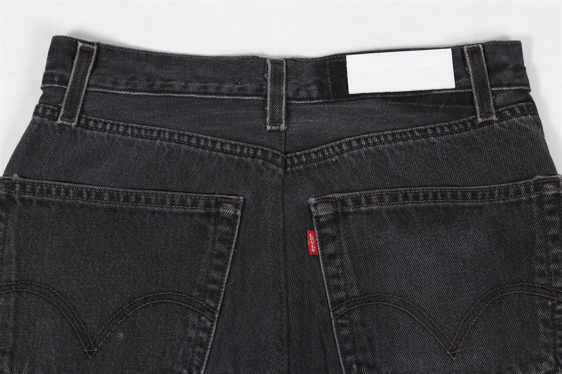 RE/DONE BLACK HIGH RISE STRAIGHT LEG JEANS W24 UK 6 - Image 5