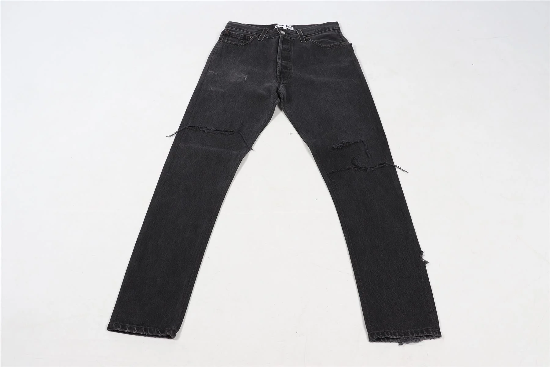 RE/DONE BLACK HIGH RISE STRAIGHT LEG JEANS W24 UK 6 - Image 8
