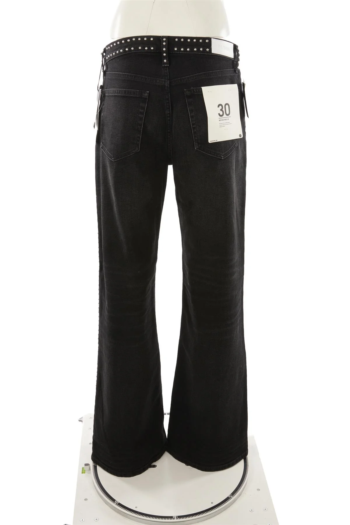 RE/DONE BLACK HIGH RISE WIDE LEG JEANS W30 - Image 4