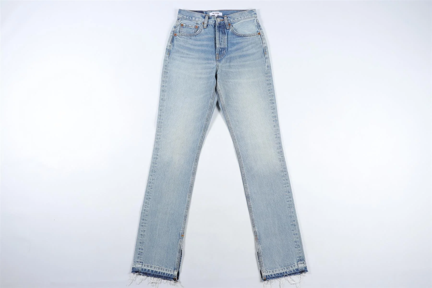 RE/DONE BLUE HIGH RISE STRAIGHT LEG JEANS W24 UK 6 - Image 2