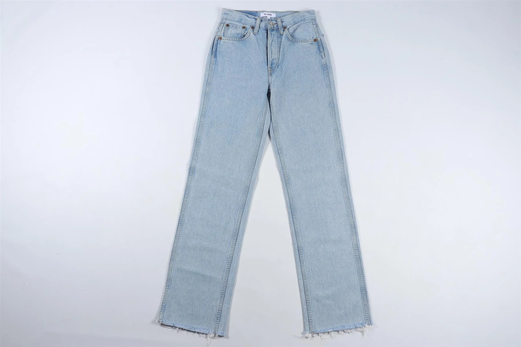 RE/DONE BLUE HIGH RISE STRAIGHT LEG JEANS W24 UK 6 - Image 2