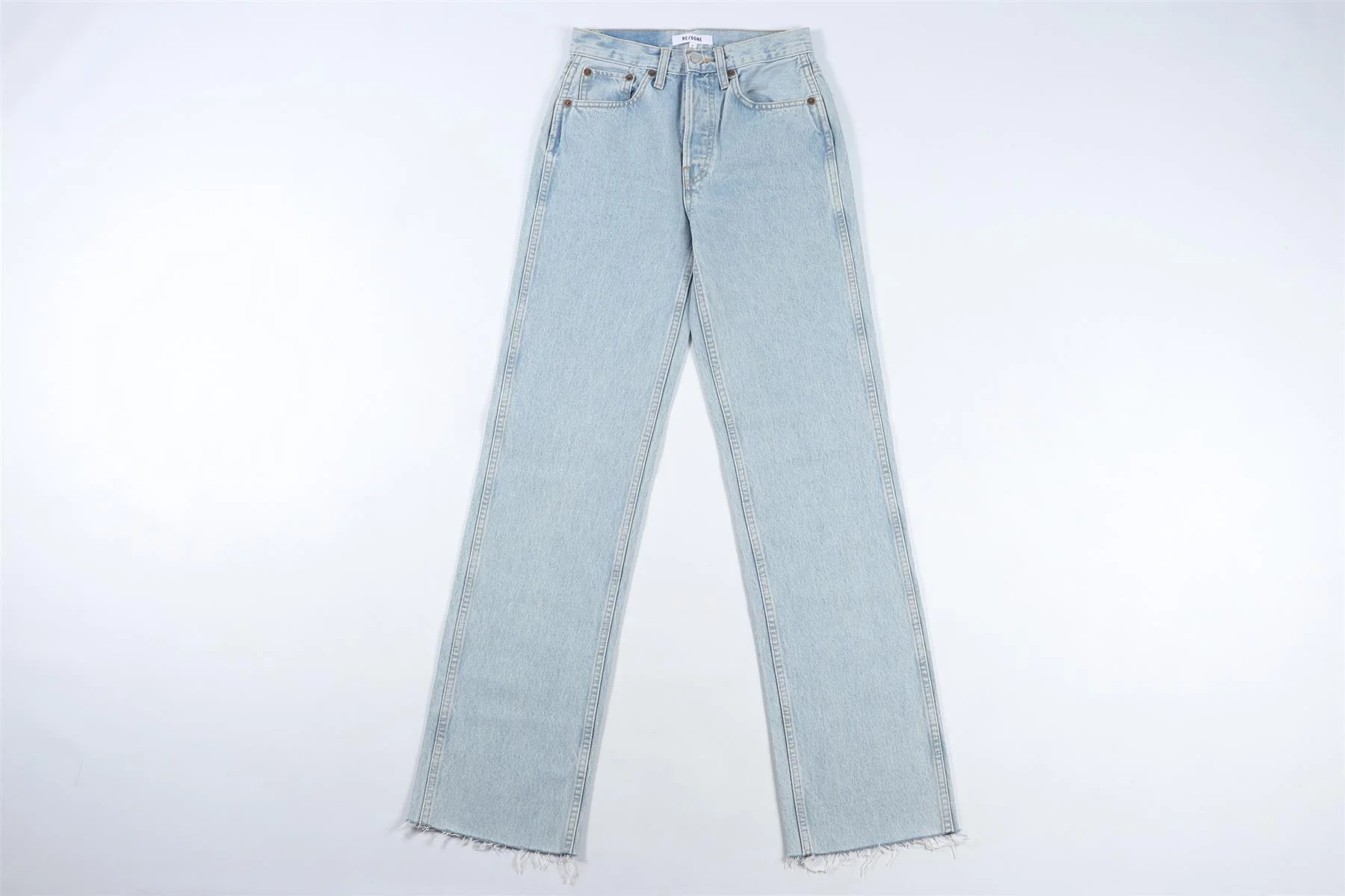 RE/DONE BLUE HIGH RISE STRAIGHT LEG JEANS W24 UK 6 - Image 2