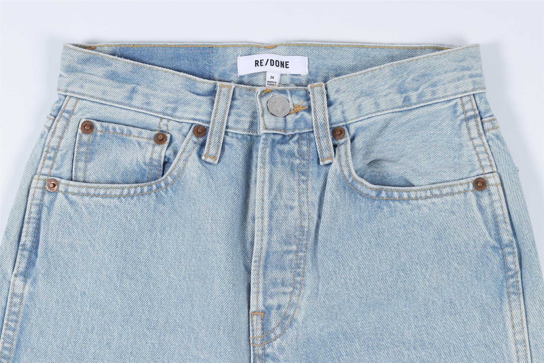 RE/DONE BLUE HIGH RISE STRAIGHT LEG JEANS W24 UK 6 - Image 3