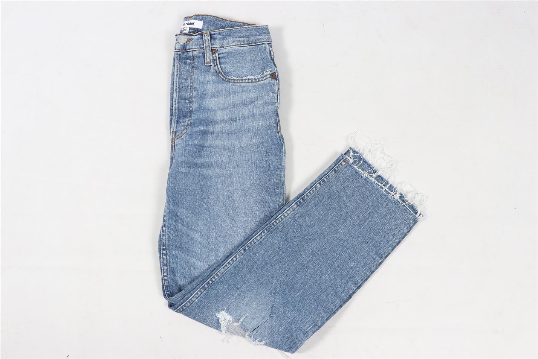 RE/DONE BLUE HIGH RISE STRAIGHT LEG JEANS W27 UK 8-10 - Image 2