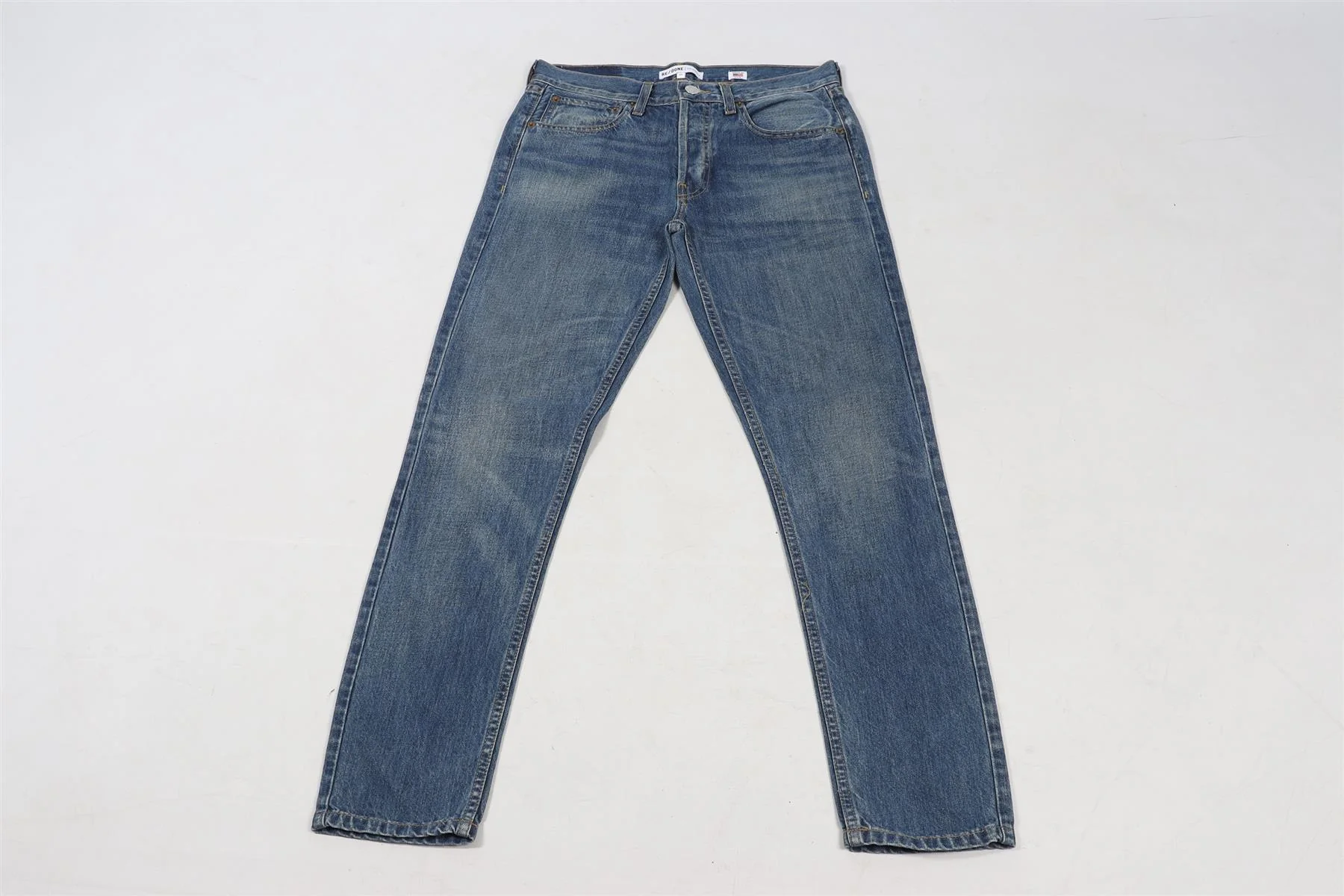 RE/DONE BLUE HIGH RISE STRAIGHT LEG JEANS W27 UK 8-10 - Image 3
