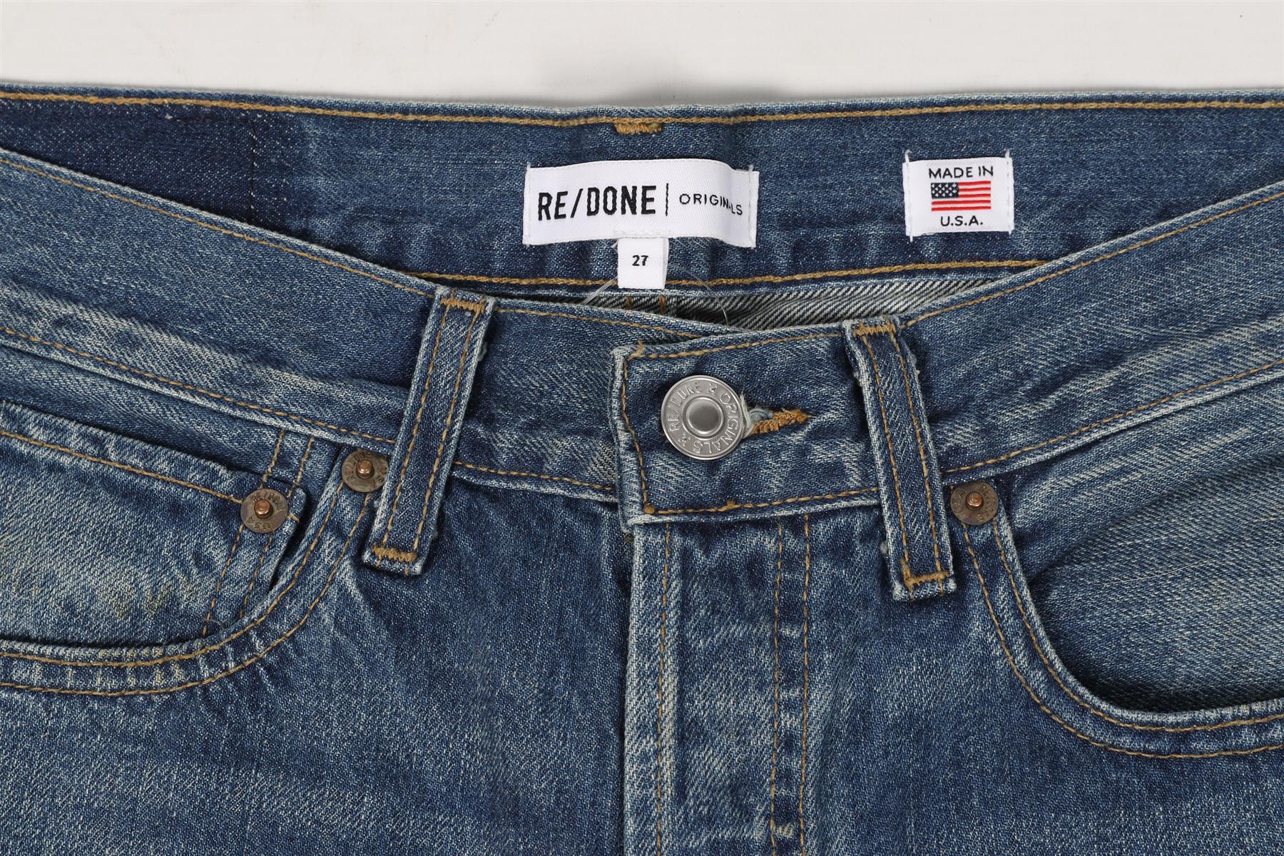 RE/DONE BLUE HIGH RISE STRAIGHT LEG JEANS W27 UK 8-10 - Image 5