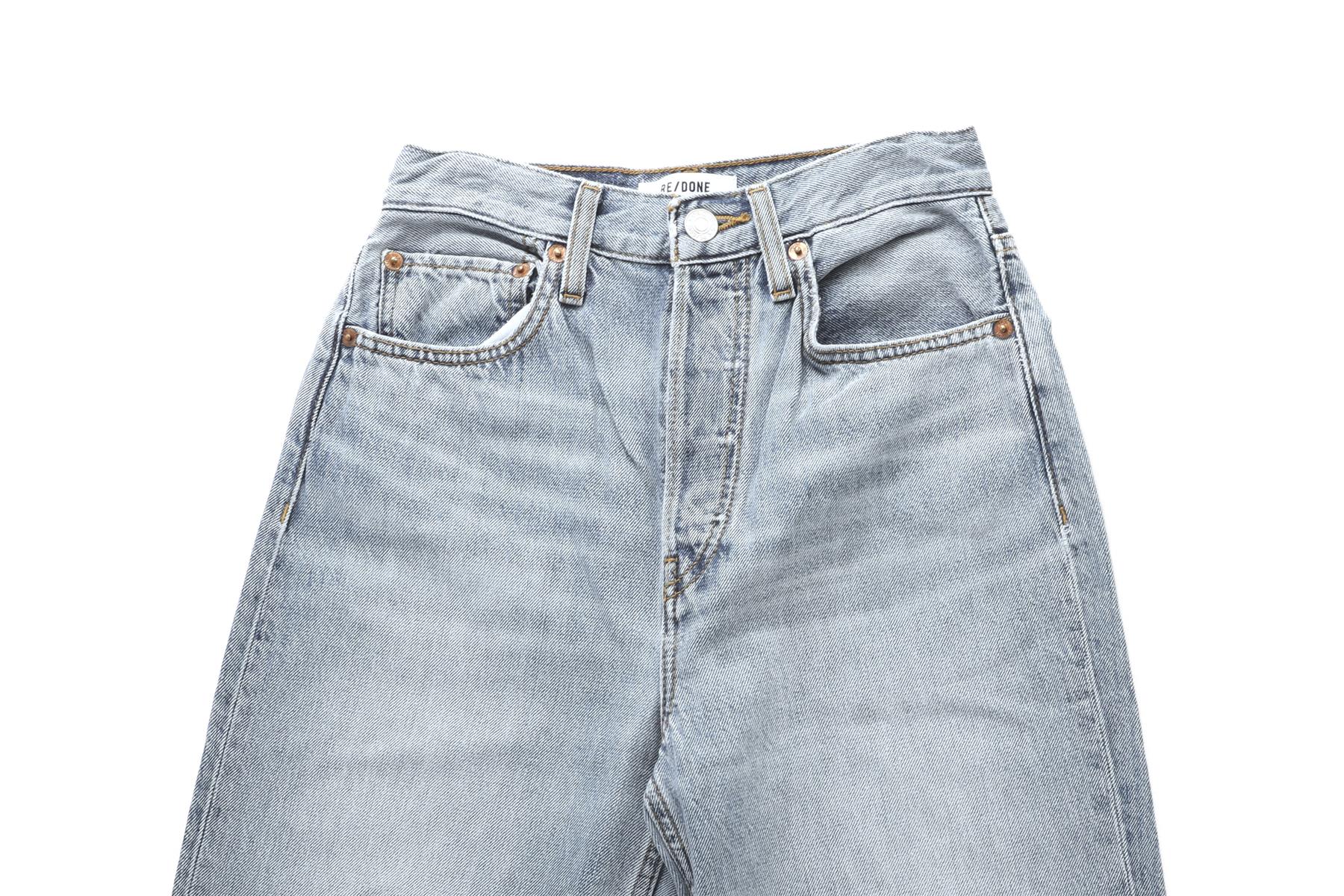 RE/DONE BLUE HIGH RISE WIDE LEG JEANS W24 UK 6 - Image 3