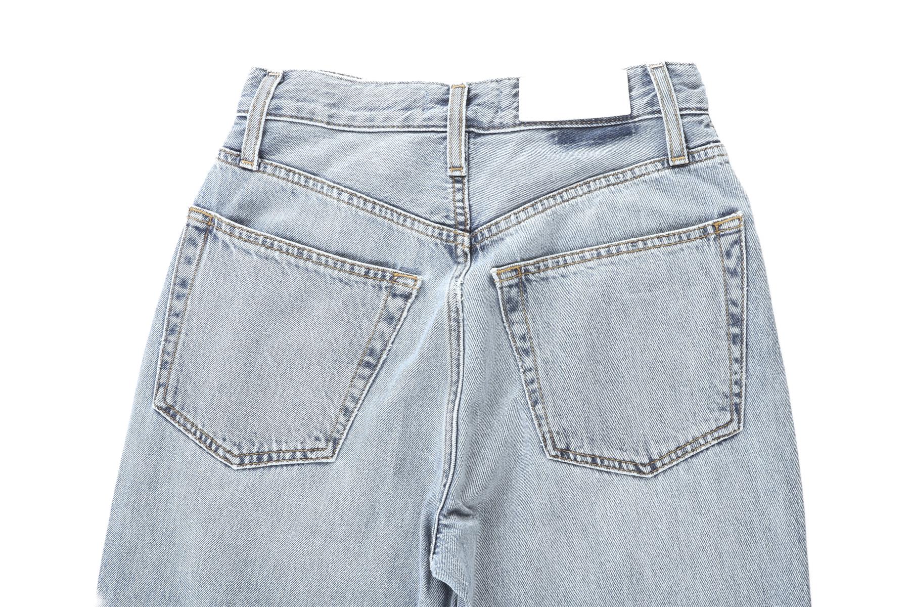 RE/DONE BLUE HIGH RISE WIDE LEG JEANS W24 UK 6 - Image 5