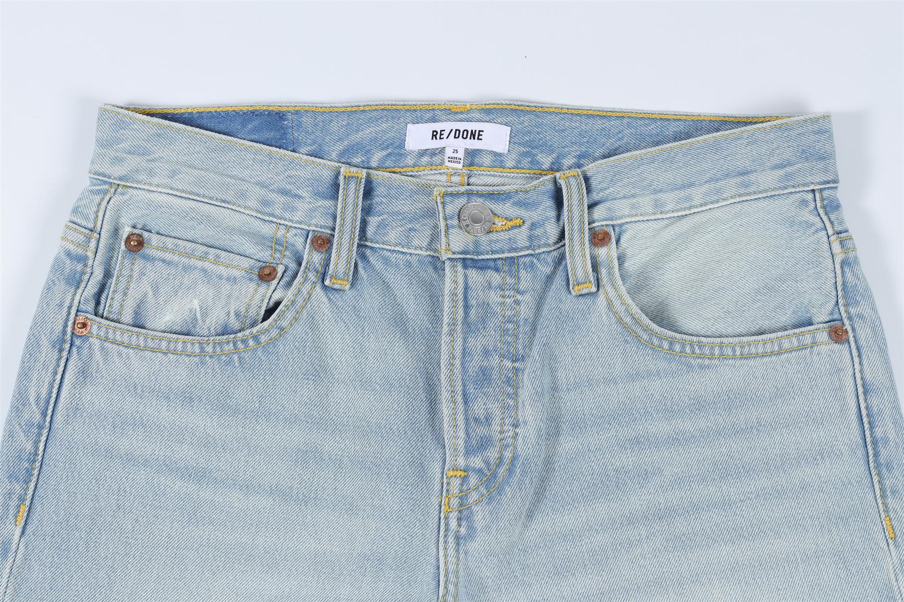 RE/DONE BLUE HIGH RISE WIDE LEG JEANS W25 UK 6-8 - Image 3