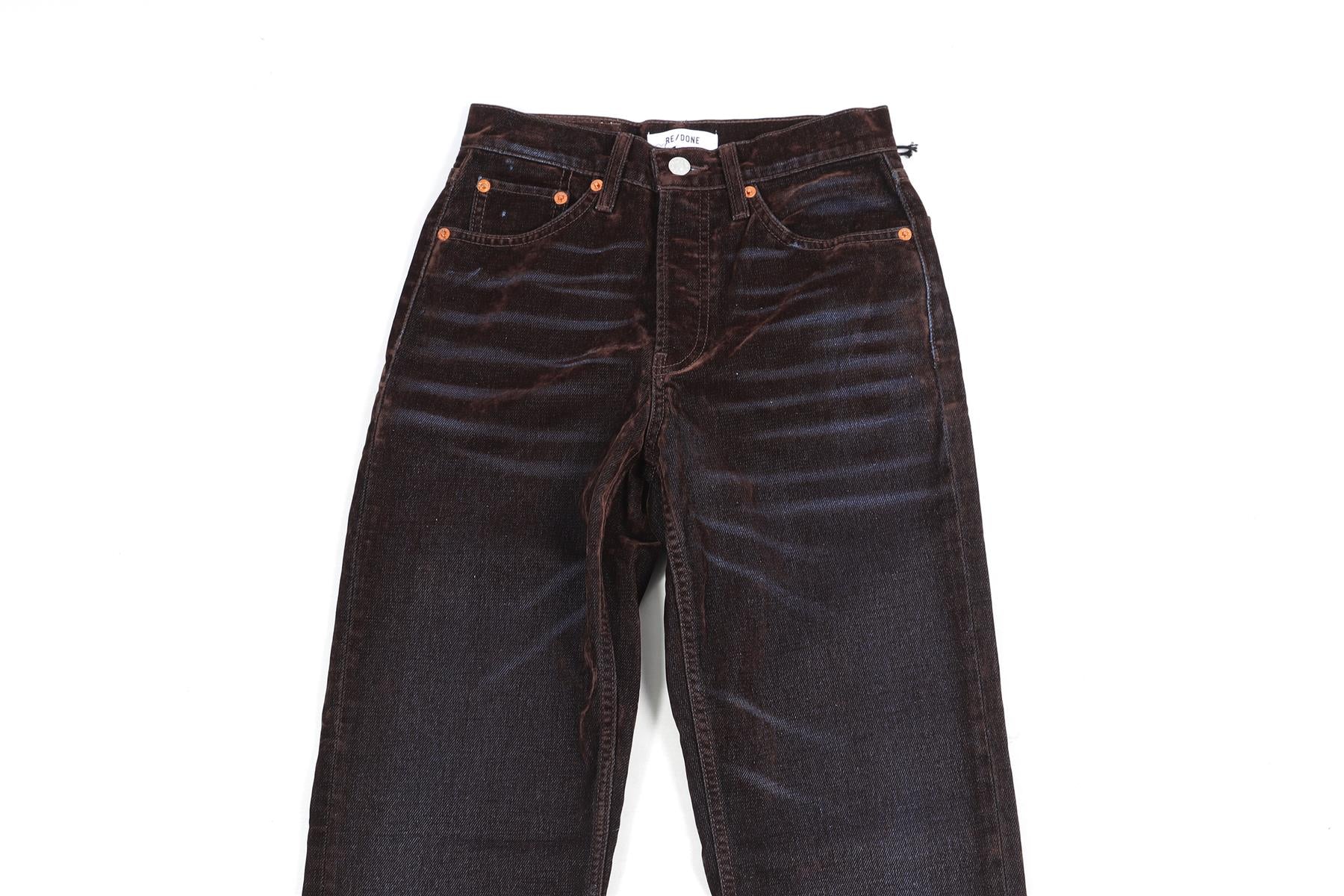 RE/DONE BROWN HIGH RISE STRAIGHT LEG JEANS W24 UK 6 - Image 3