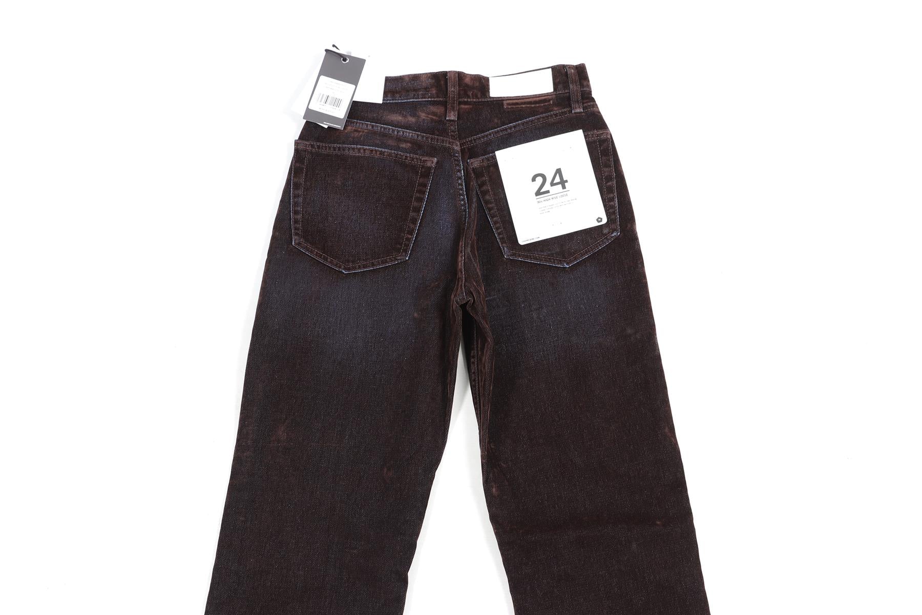 RE/DONE BROWN HIGH RISE STRAIGHT LEG JEANS W24 UK 6 - Image 5