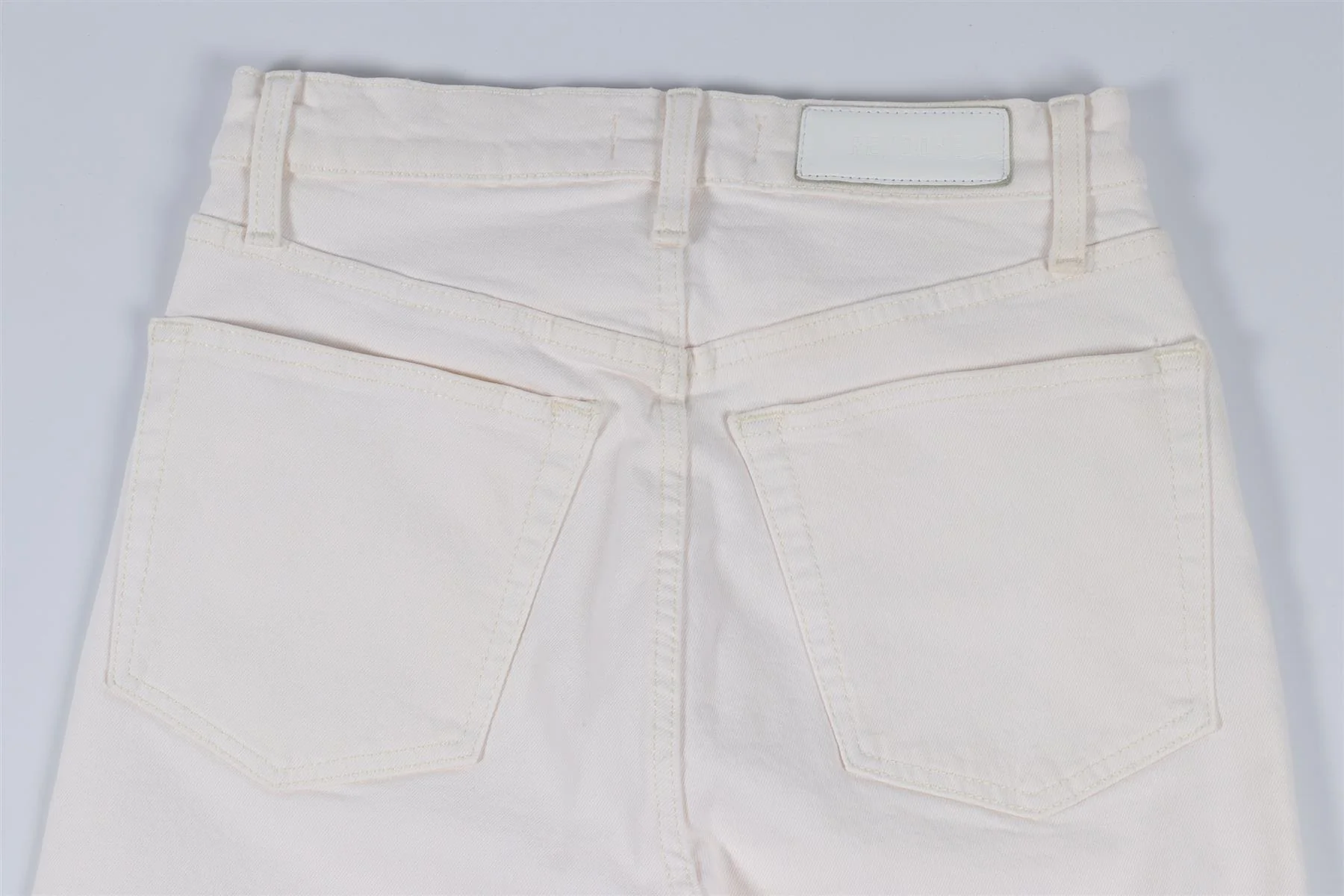 RE/DONE CREAM HIGH RISE STRAIGHT LEG JEANS W24 UK 6 - Image 5