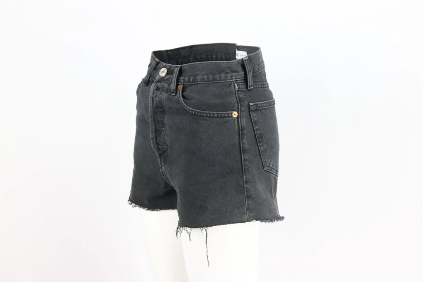 RE/DONE DISTRESSED HIGH RISE DENIM SHORTS W26 UK 8 - Image 3