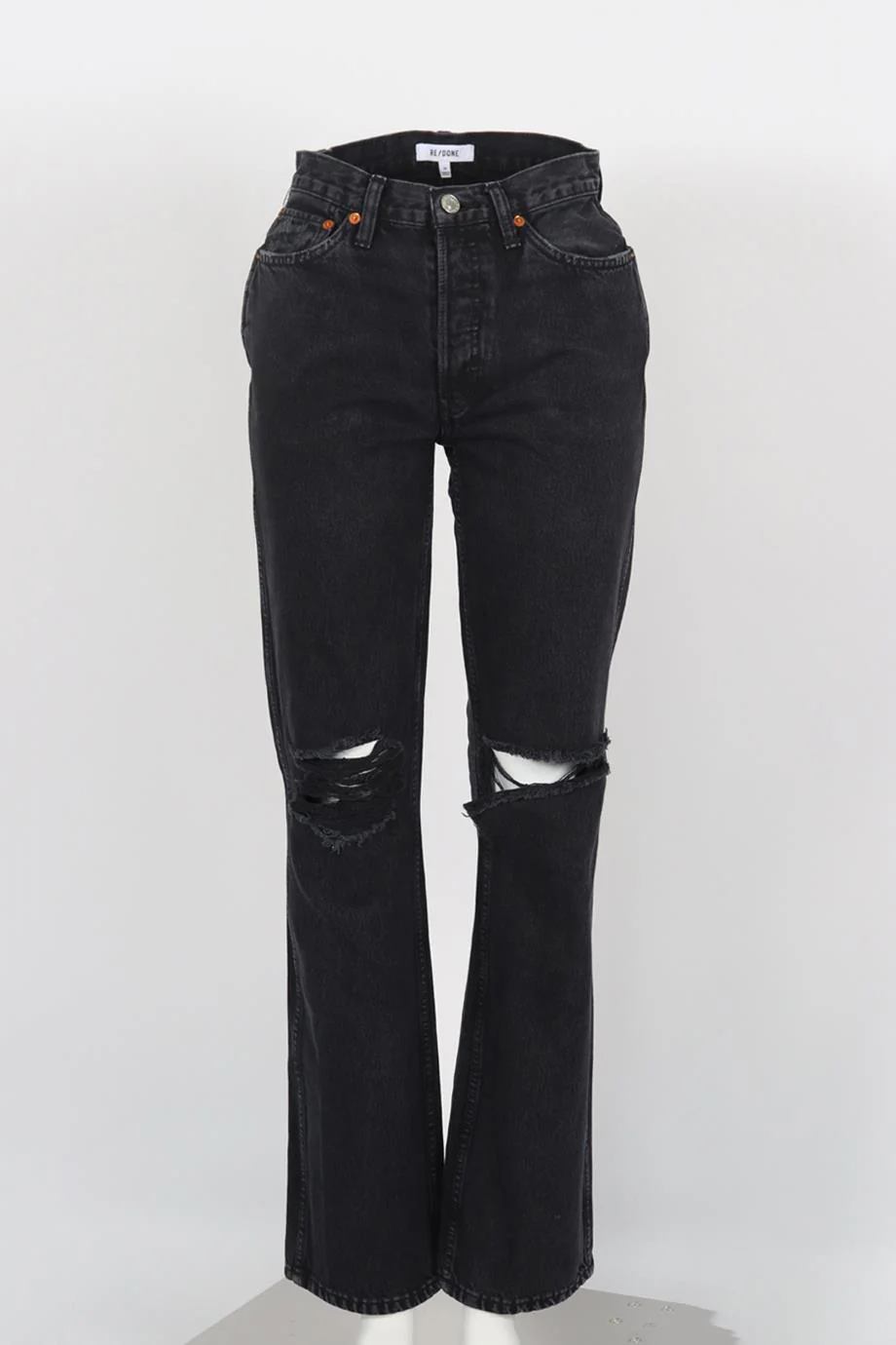 RE/DONE DISTRESSED HIGH RISE STRAIGHT LEG JEANS W25 UK 6-8 - Image 2
