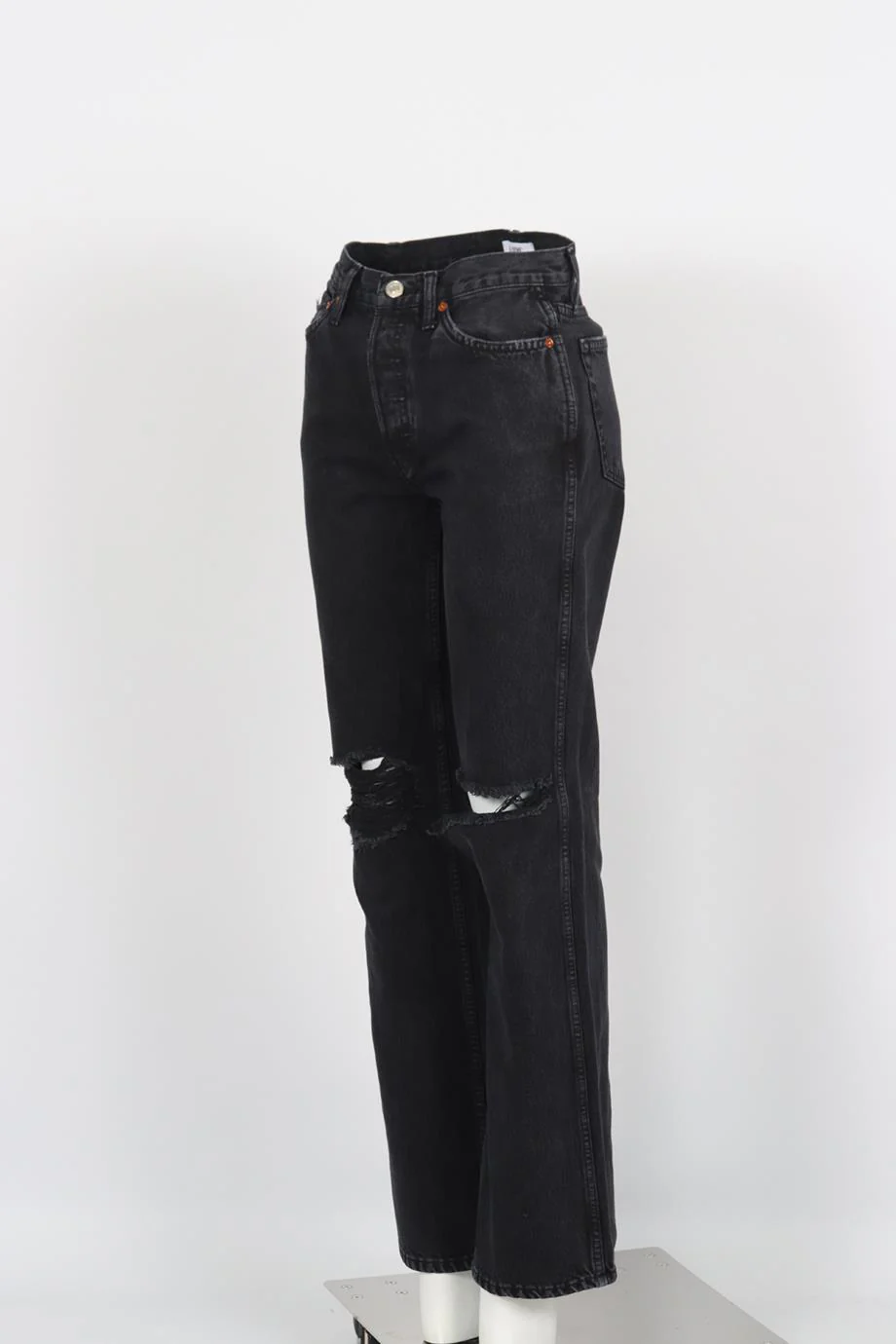 RE/DONE DISTRESSED HIGH RISE STRAIGHT LEG JEANS W25 UK 6-8 - Image 3