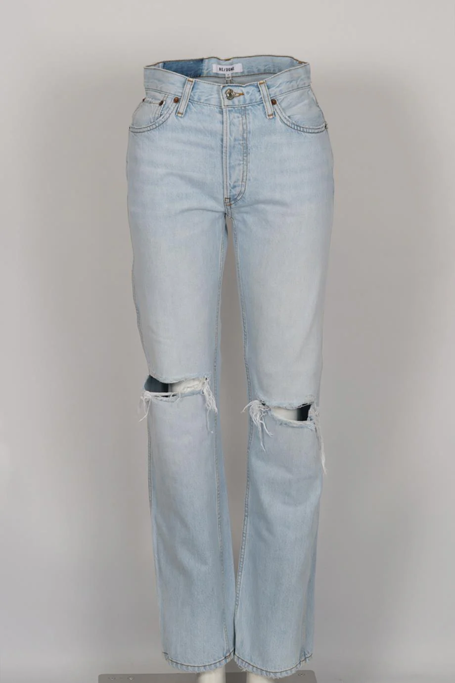 RE/DONE DISTRESSED HIGH RISE STRAIGHT LEG JEANS W25 UK 6-8 - Image 2