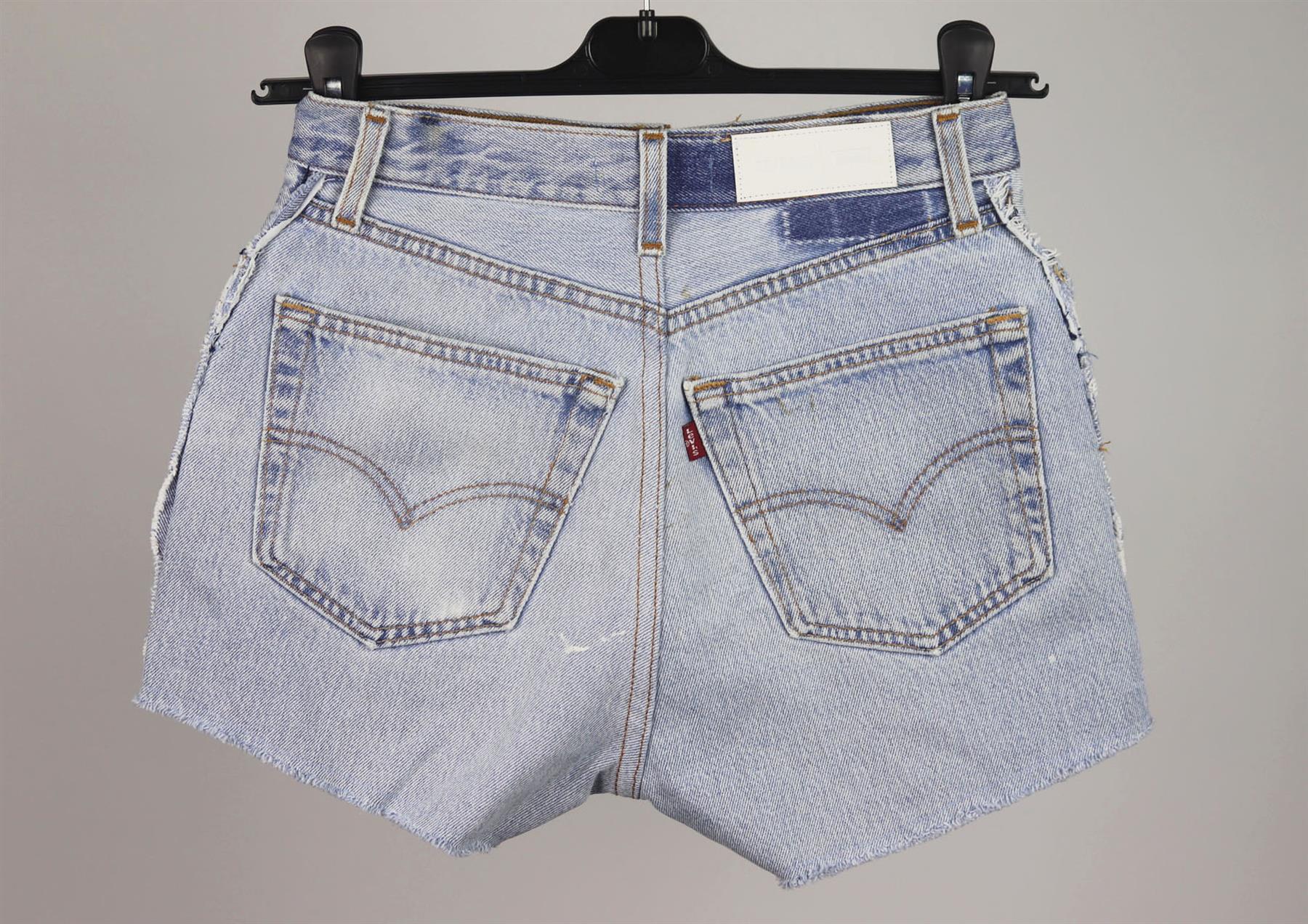 RE/DONE DISTRESSED HIGH WAISTED DENIM SHORTS W24 UK 6 - Image 3