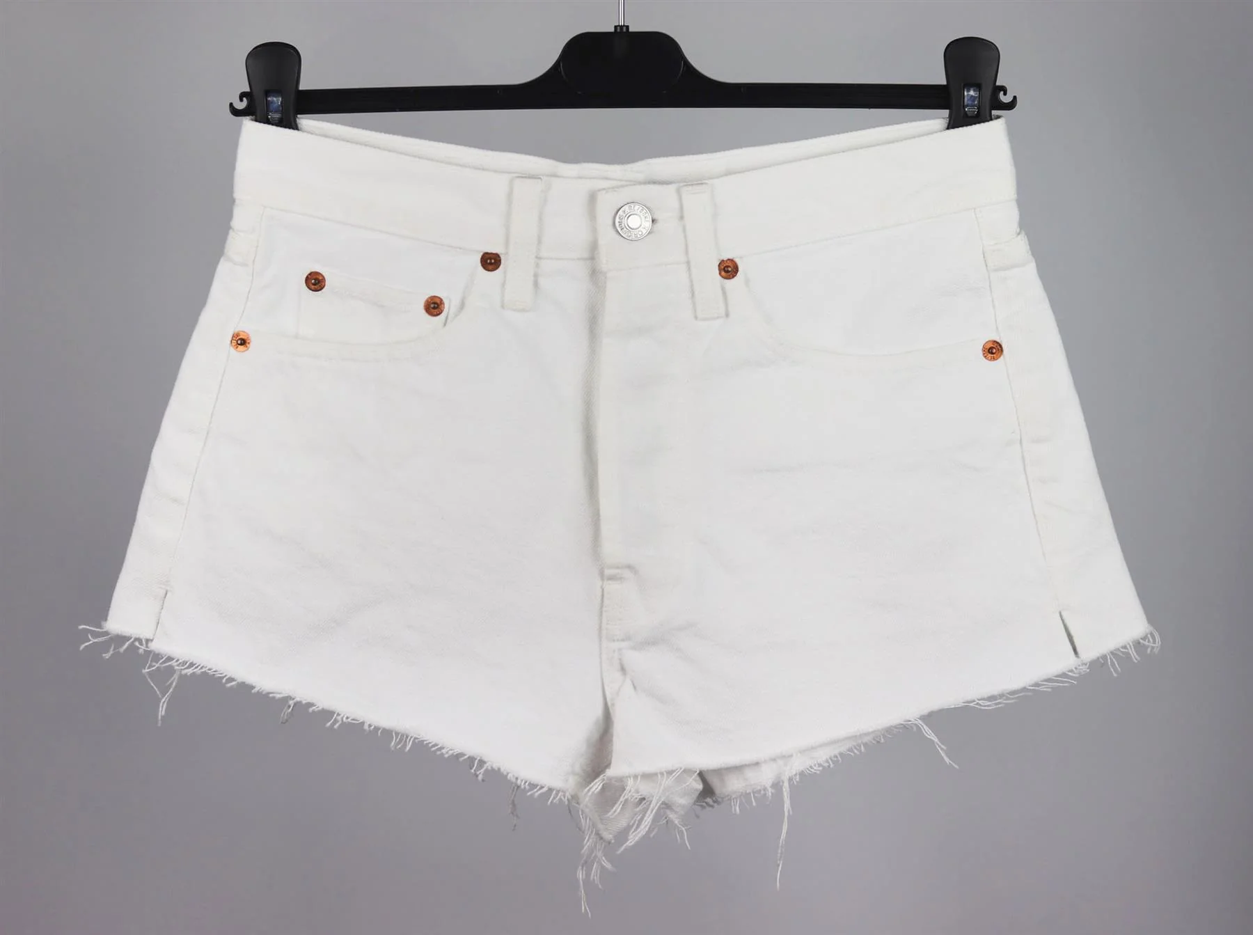 RE/DONE DISTRESSED HIGH WAISTED DENIM SHORTS W26 UK 8 - Image 2