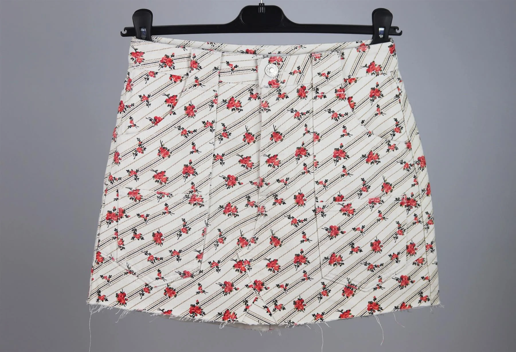 RE/DONE FLORAL PRINTED DENIM MINI SKIRT W25 UK 6/8 - Image 2