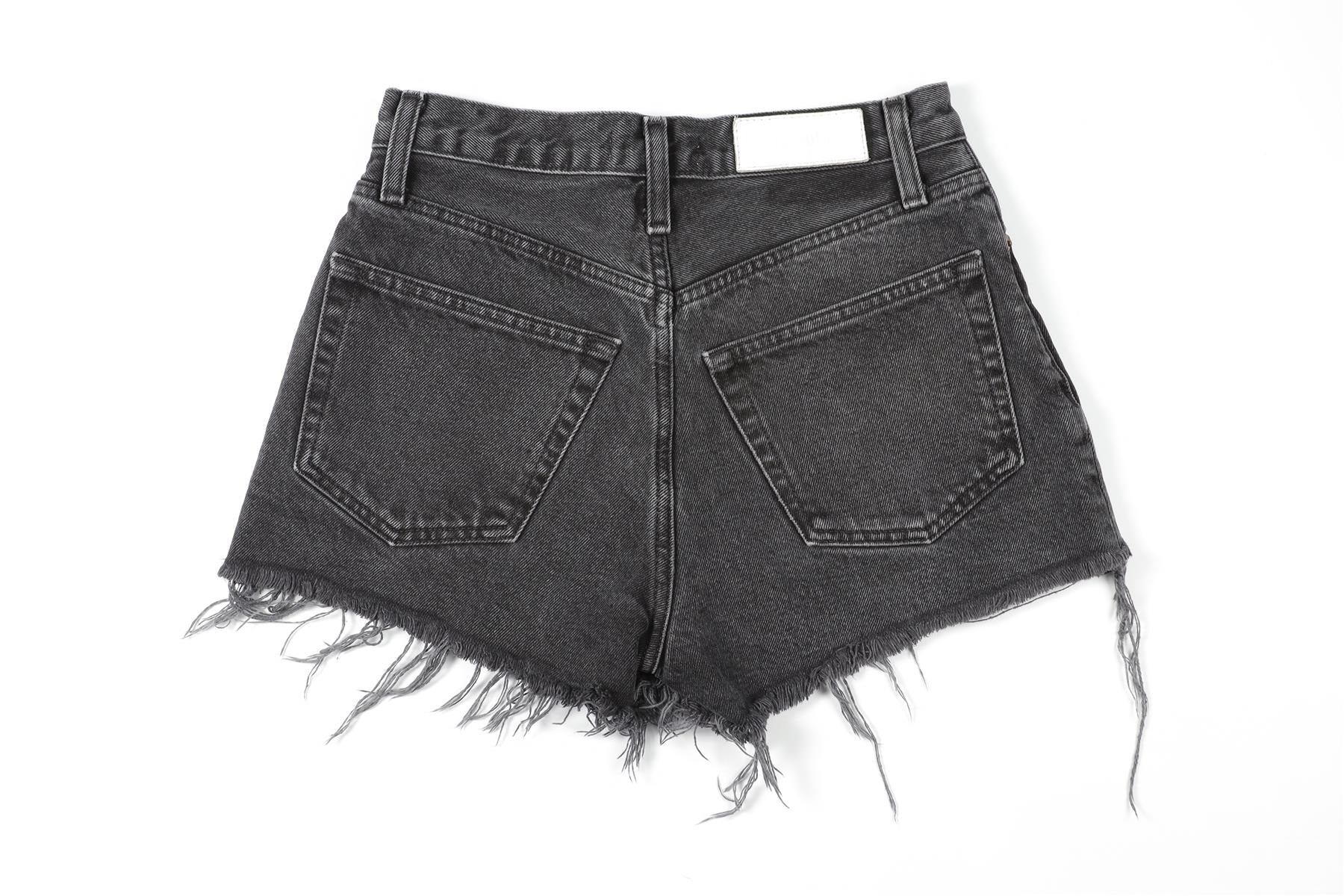 RE/DONE GREY HIGH RISE DENIM SHORTS W24 UK 6 - Image 4